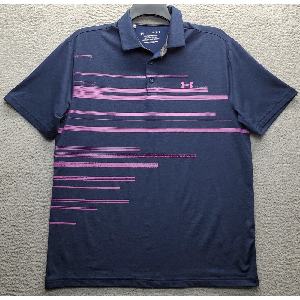 Under Armour The Playoff Golf Polo Shirt Men L Multi Short Sleeve Collar Popover